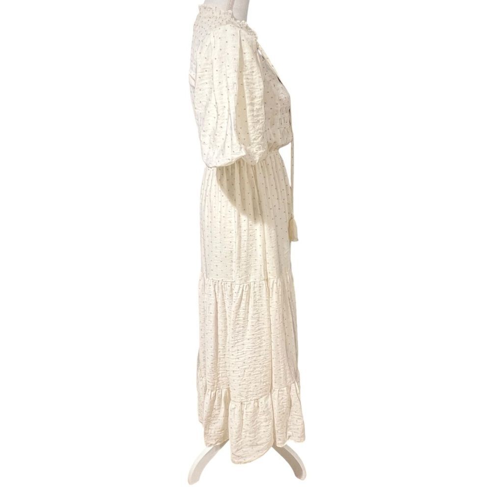 Moon River Smocked Milkmaid Maxi Dress Sz S Cottage Peasant Boho Puff Sleeve - Picture 9 of 13